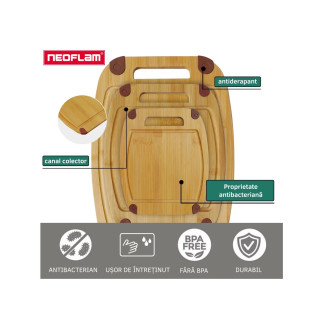 Cutting board, BiJu, Bamboo, set 3 pcs, size S+M+L