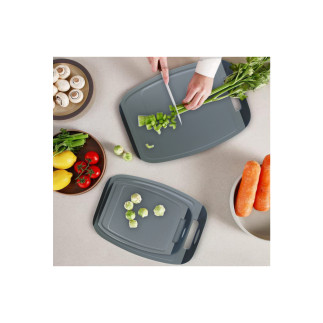 Placă de tăiat, BiJu, gri/negru, tehnologie Microban, set 3 buc, dimensiuni S+M+L