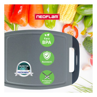 Placă de tăiat, BiJu, gri/negru, tehnologie Microban, set 4 buc, dimensiune S