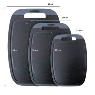 Cutting board, BiJu, Marble/Grey, Microban technology, set 3 pcs, size S+M+L