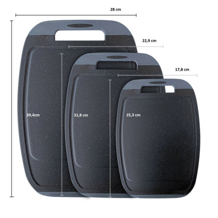 Cutting board, BiJu, Marble/Grey, Microban technology, set 3 pcs, size S+M+L