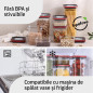 Containere alimentare, Smart Seal, pătrate, capac negru/roșu, set de 4, diverse dimensiuni Containere alimentare, Smart Seal, pătrate, capac negru/roșu, set de 4, diverse dimensiuni