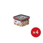 Food containers, Smart Seal, square, black w/red lid, 0.55L, set of 4 Food containers, Smart Seal, square, black w/red lid, 0.55L, set of 4