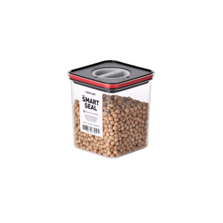 Container alimentar, Smart Seal, pătrat, capac negru/roșu, 1.35L