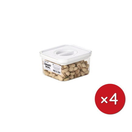 Food containers, Smart Seal, square, white lid, 0.55L, set of 4