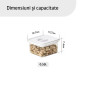 Containere alimentare, Smart Seal, pătrate, capac alb, 0.55L, set de 4