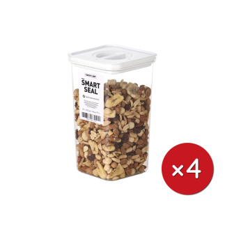 Food containers, Smart Seal, square, white lid, 2.1L, set of 4