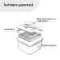 Containere alimentare, Smart Seal, pătrate, capac alb, 2.1L, set de 4 Containere alimentare, Smart Seal, pătrate, capac alb, 2.1L, set de 4