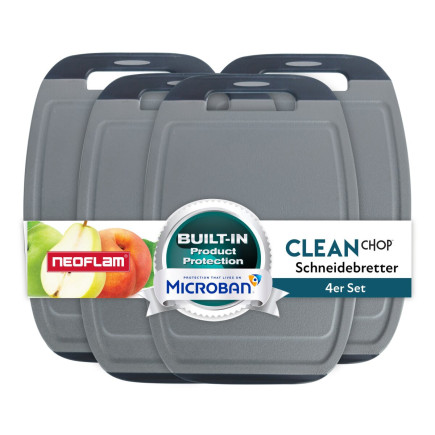 Placă de tăiat, BiJu, gri/negru, tehnologie Microban, set 4 buc, dimensiune S