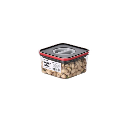 Food container, Smart Seal, square, black w/red lid, 0.55L
