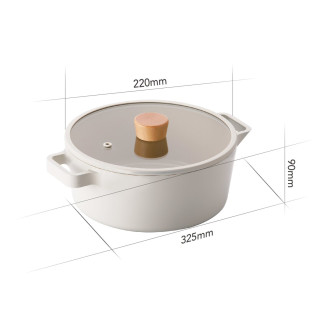 Cratita FIKA, 22 cm - 2,57 L, cu capac din sticla