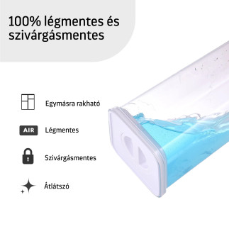 Élelmiszertároló edények, Smart Seal, négyzet alakú, fehér fedéllel, 2+2 darabos készlet, 1.35L + 2.1L
