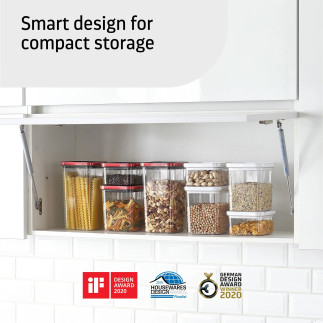 Food containers, Smart Seal, square, white lid, set of 2+2, 0.55L + 1.35L