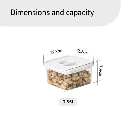 Food containers, Smart Seal, square, white lid, 0.55L, set of 4