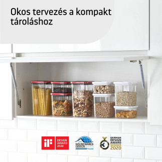 Élelmiszertároló edények, Smart Seal, négyzet alakú, fehér fedéllel, 2.7L, 4 darabos készlet